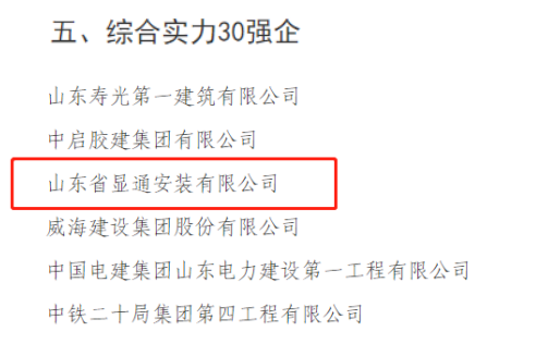 喜報!我市獲得2022年度山東省建筑業(yè)十強縣***名！公司榮獲“山東省建筑業(yè)綜合實(shí)力30強企”稱(chēng)號